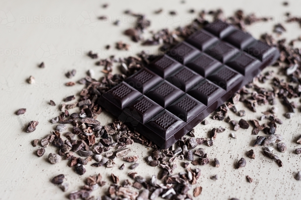 block of dark chocolate - Australian Stock Image
