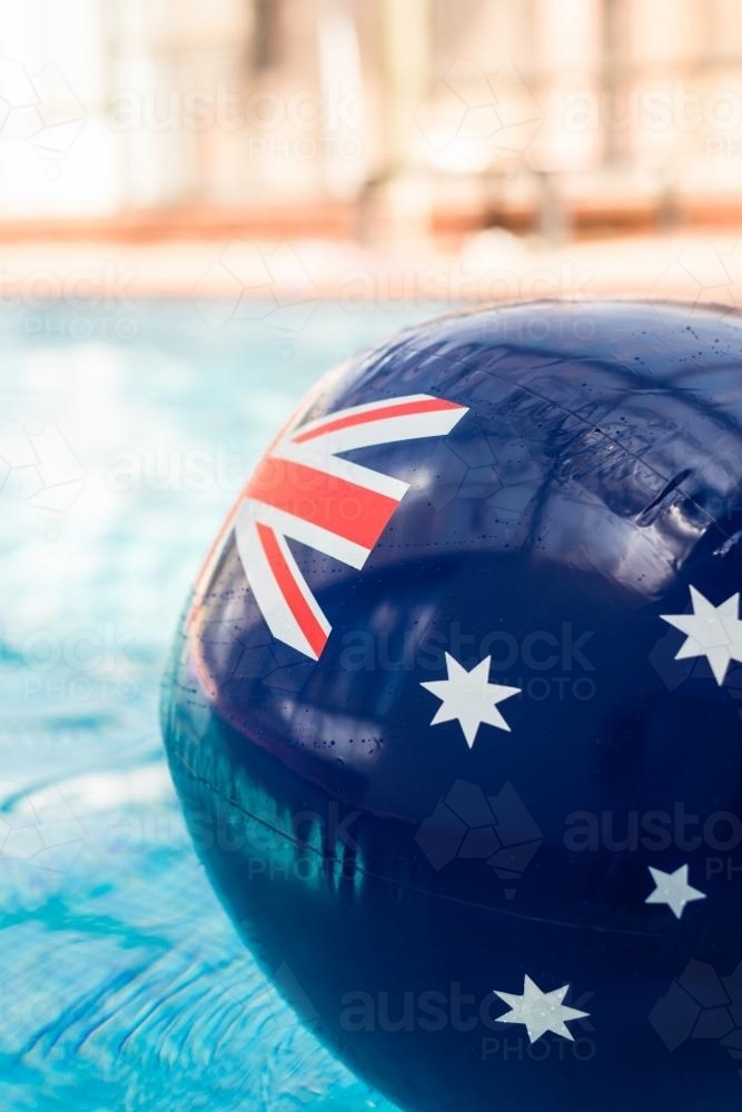 blow up pool toy with australian flag motif - Australian Stock Image
