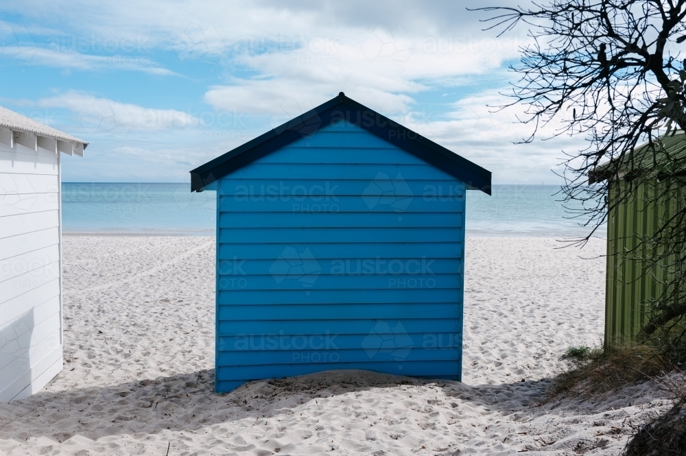 blue bathing box - Australian Stock Image