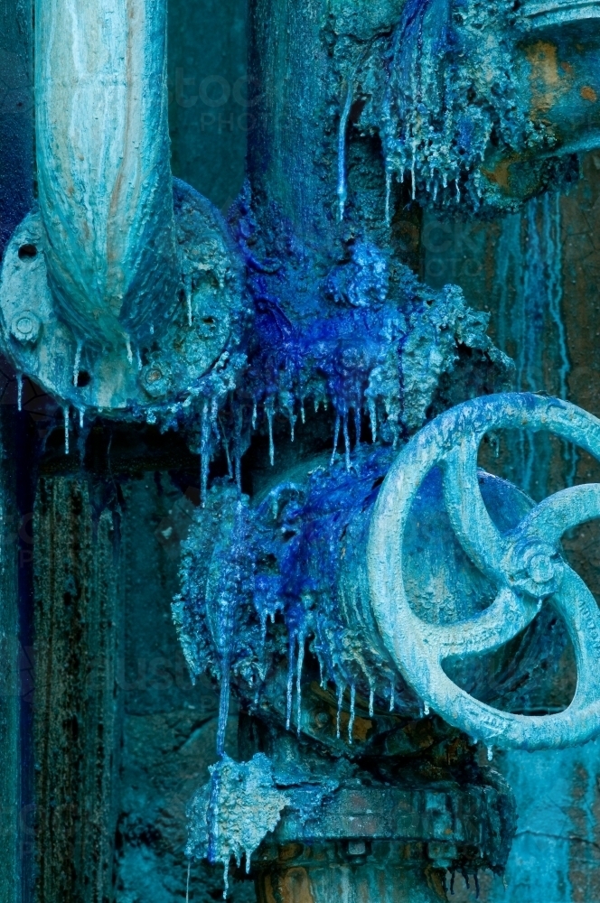 Blue Copper pipes - Australian Stock Image