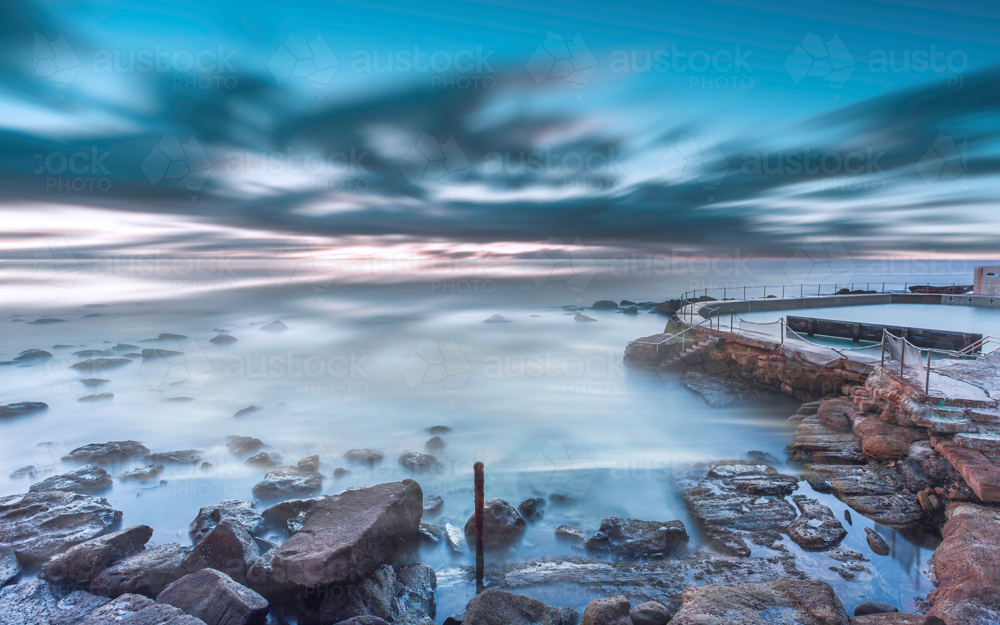 Blue sunrise at Bronte Pool - Australian Stock Image