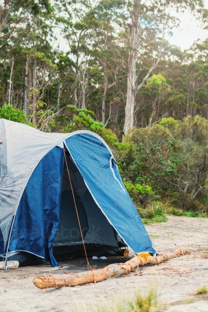 blue tent in remote location - Australian Stock Image