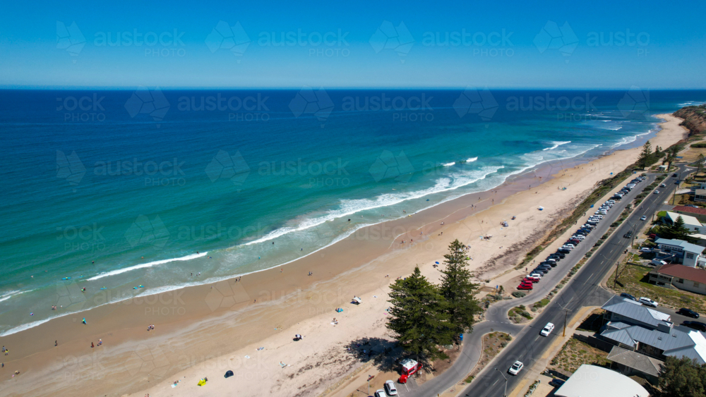 Blue water coastline along Christies beach - Australian Stock Image