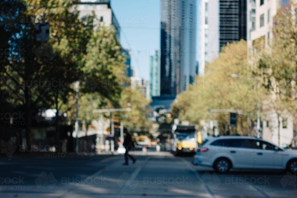 Blurred View of Collins and Queen St Intersection - Australian Stock Image