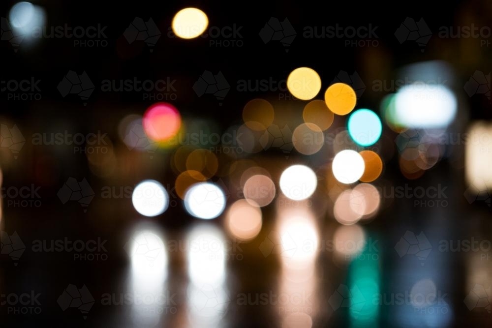 Image of Blurry lights of traffic at night Austockphoto