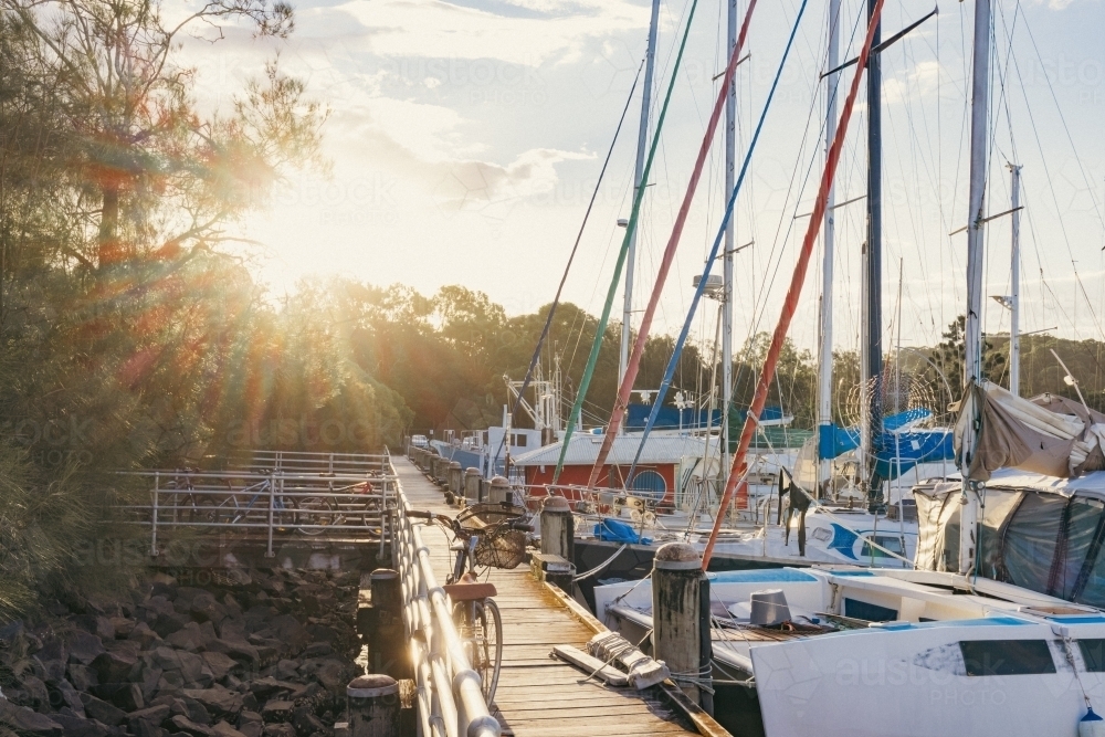 Boats moored at the Brunswick Heads marina - Australian Stock Image