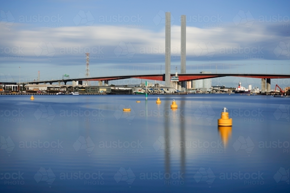 Bolte Bridge over the Yarra from Victoria Harbour - Australian Stock Image