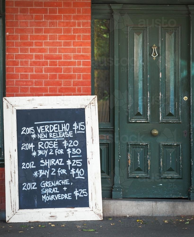 Bottle shop sign outside a cellar door. - Australian Stock Image