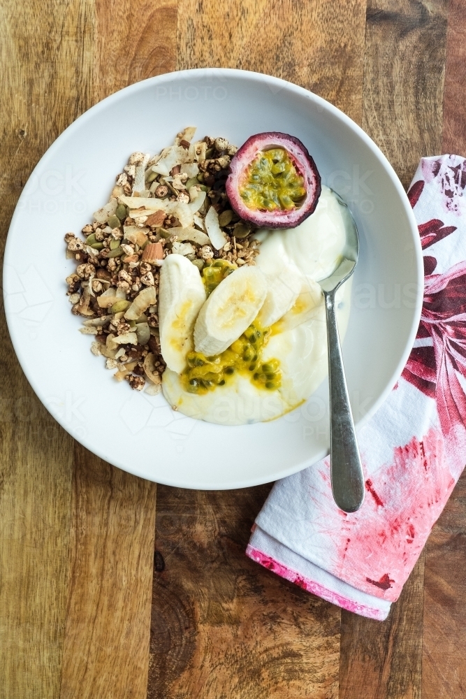 Bowl of healthy breakfast. - Australian Stock Image