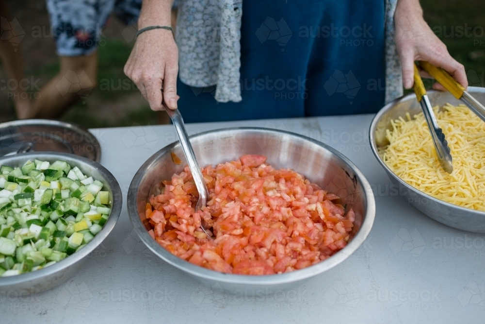 Bowls of food prep - Australian Stock Image