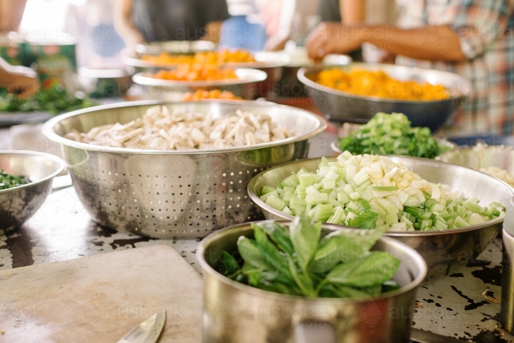 Bowls of prepped food - Australian Stock Image