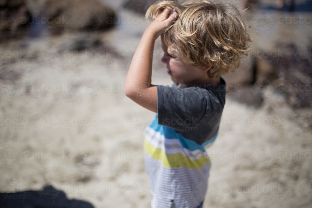 Boy at beach - Australian Stock Image