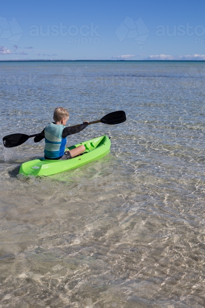 Boy Kyaking - Australian Stock Image
