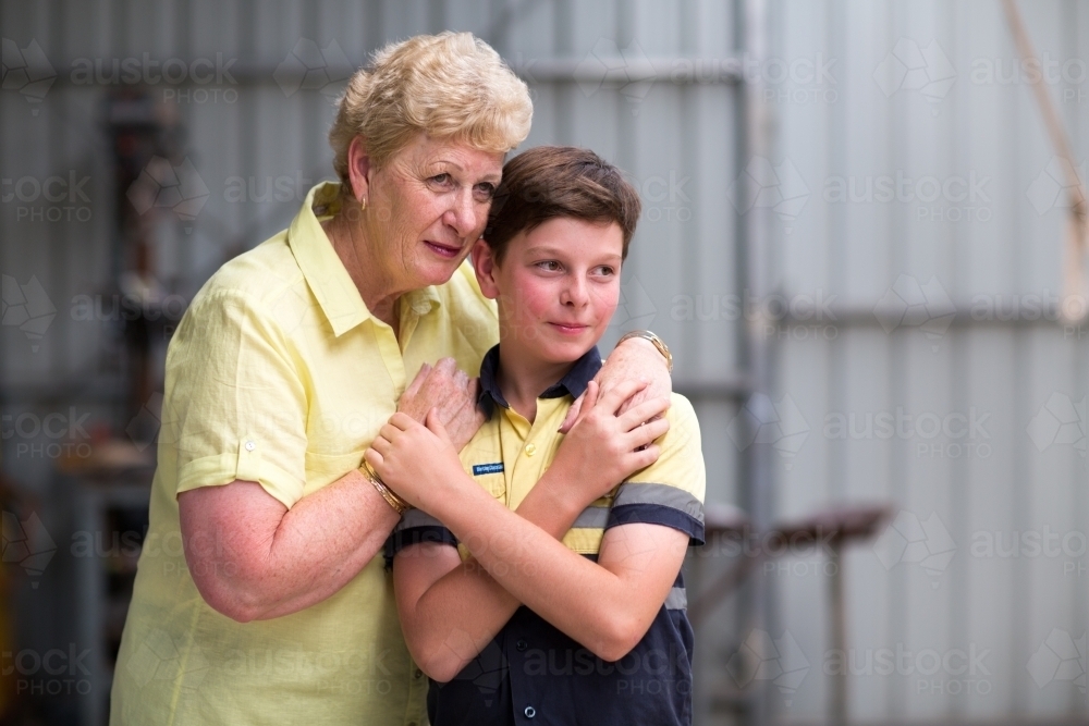 Boy with grandmother - Australian Stock Image