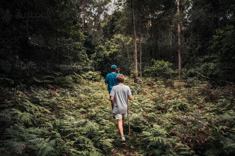Boys in the bush - Australian Stock Image