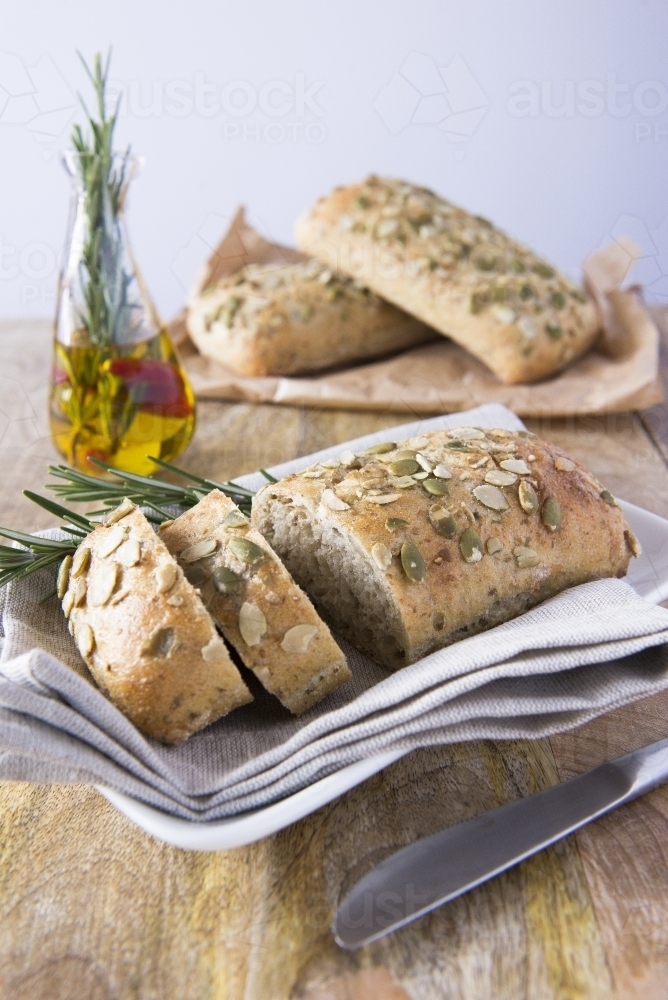 Bread with Olive Oil - Australian Stock Image