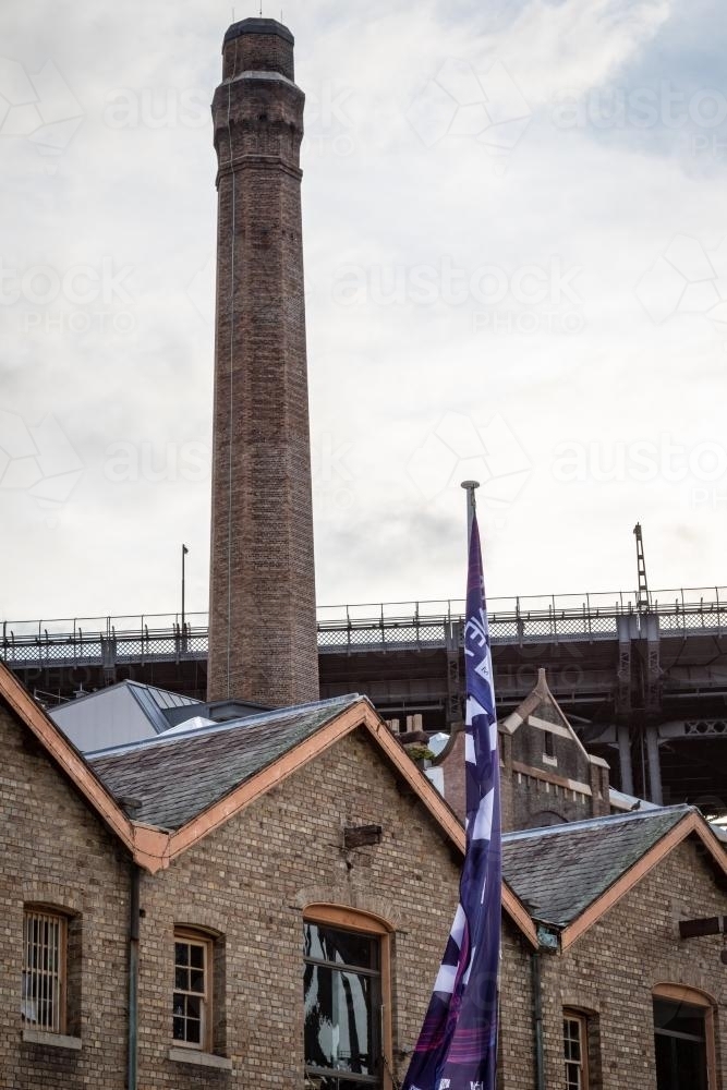Brick chimney stack and heritage building at The Rocks, Sydney - Australian Stock Image