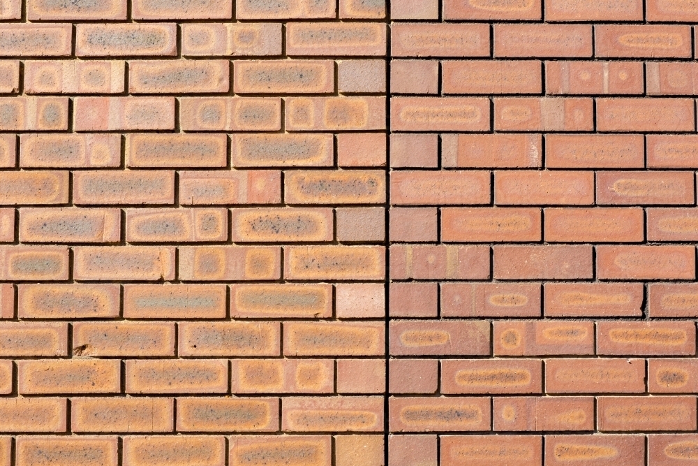 Brick wall with two different style bricks - Australian Stock Image