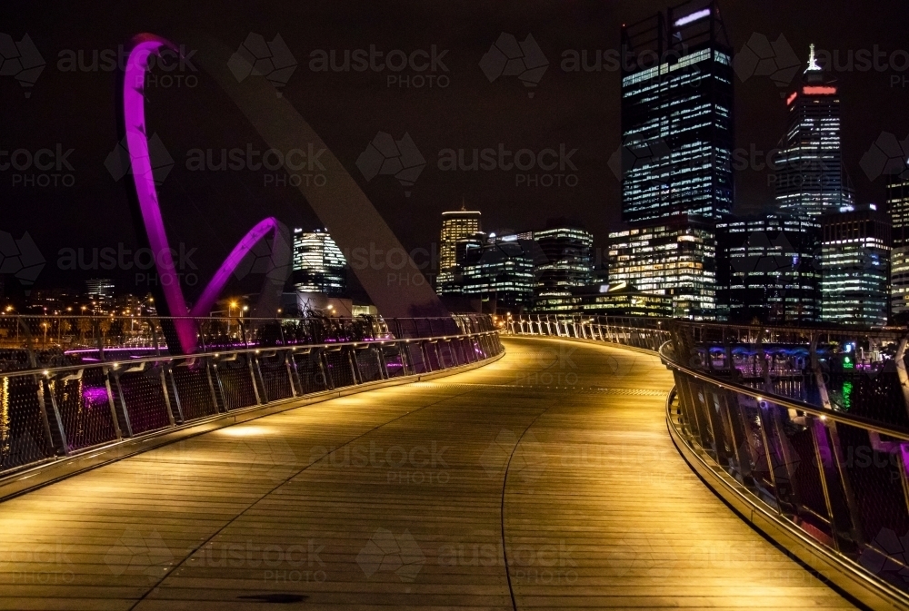Bridge at night in city centre - Australian Stock Image
