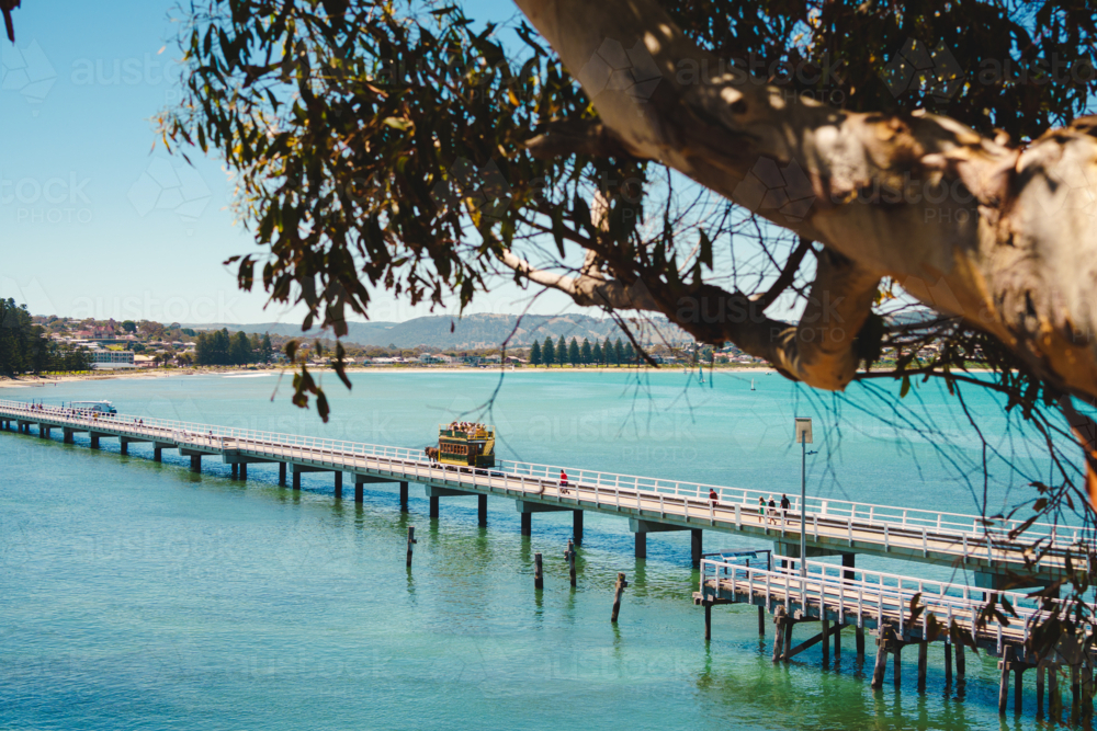 Bridge connecting Victor Harbour and Granite Island, viewing from above - Australian Stock Image