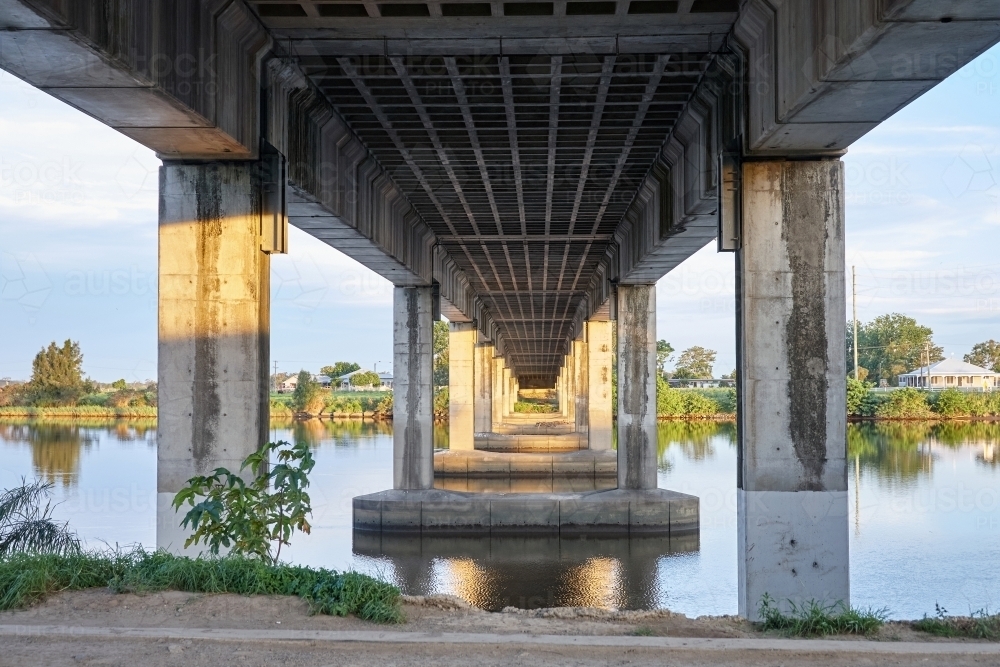 Bridge over river on dusk - Australian Stock Image