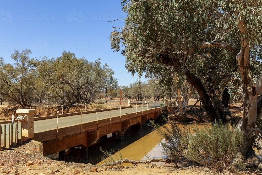Bridge over the Warrego River at Cunnamulla, Queensland. - Australian Stock Image