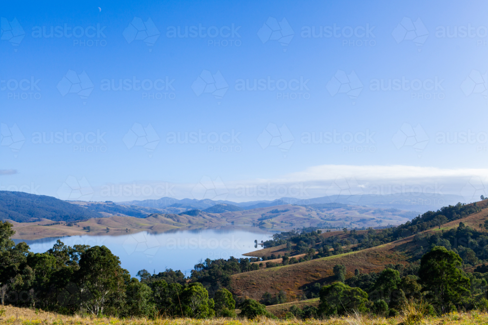 Image of Bright scenery of valley with water supply lake in the Hunter ...