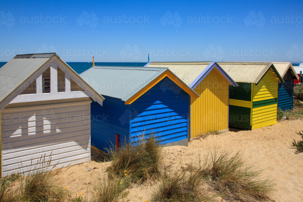 Brighton Bathing Boxes - Australian Stock Image