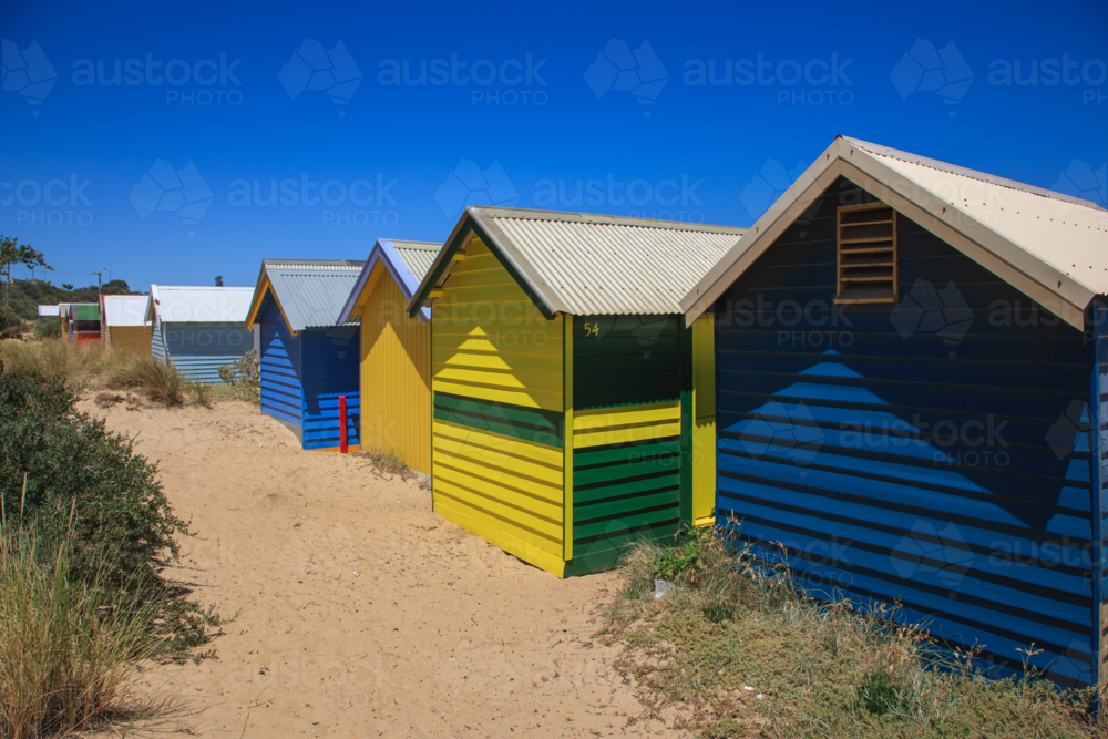 Brighton Bathing Boxes - Australian Stock Image