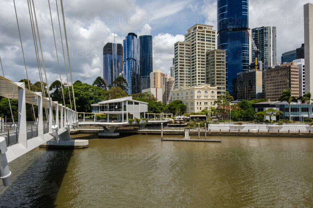 Brisbane CBD and The Kangaroo Point Bridge - Australian Stock Image