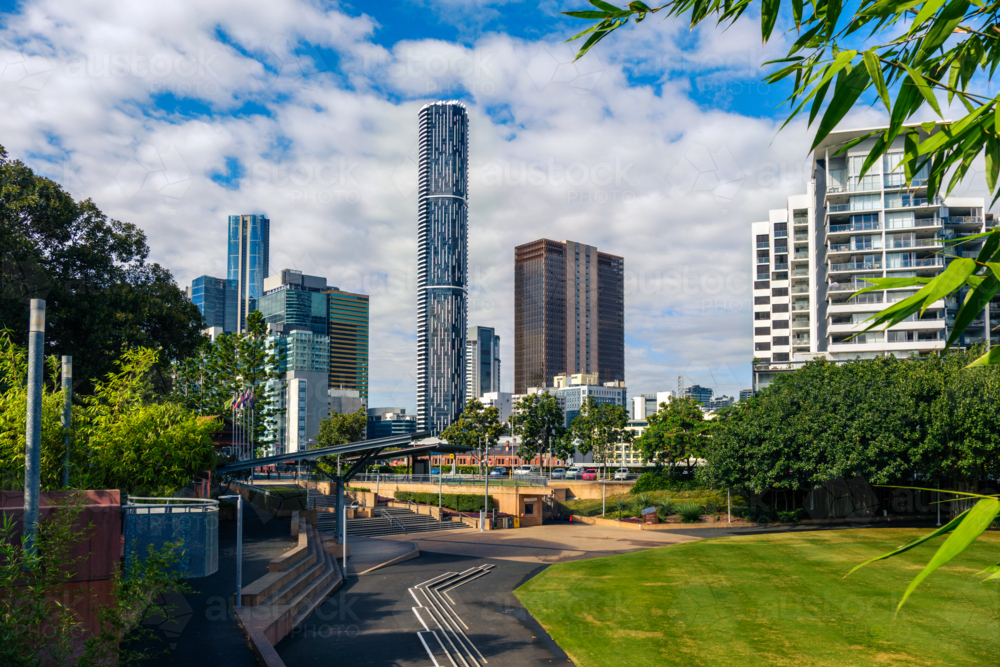 Brisbane CBD as seen from Roma Street Parklands - Australian Stock Image