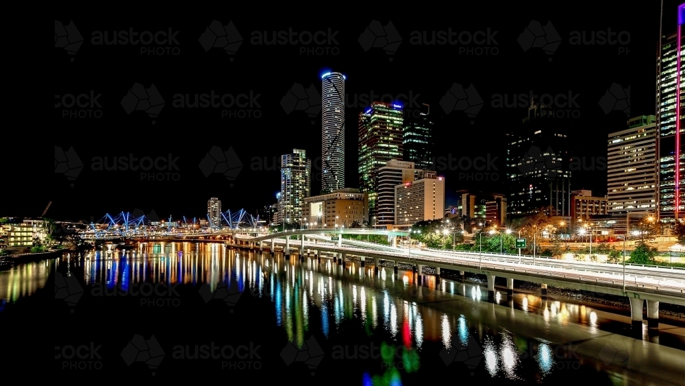 Brisbane CBD at night - Australian Stock Image