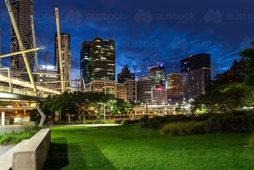 Image of Brisbane CBD at night Austockphoto