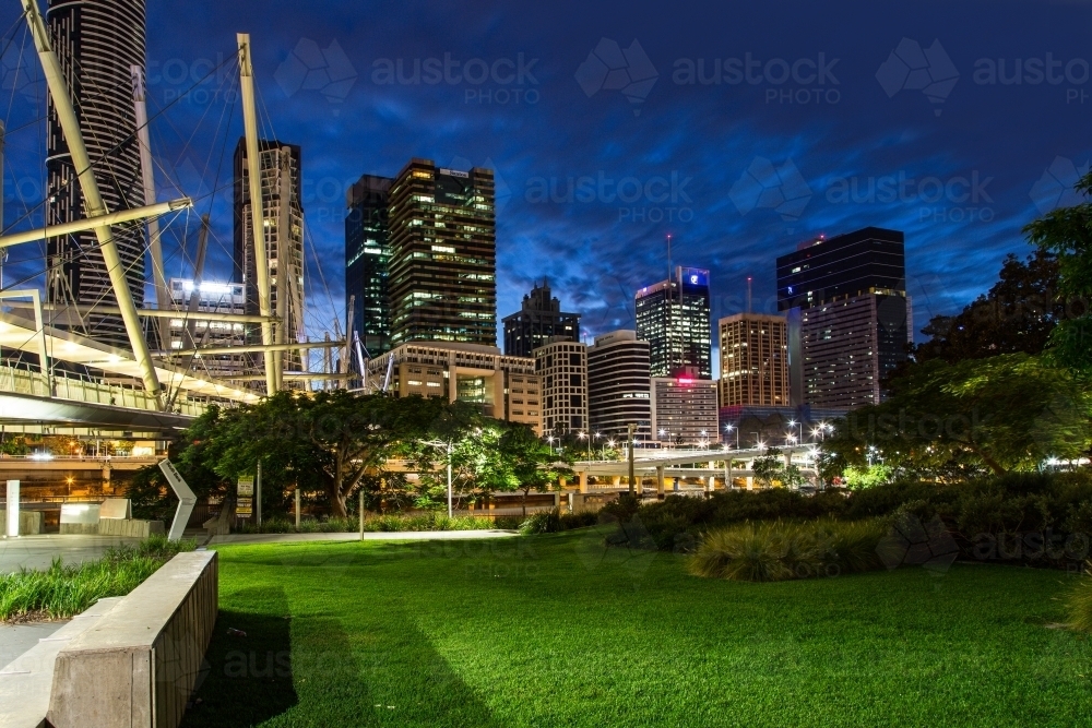 Brisbane CBD at night - Australian Stock Image