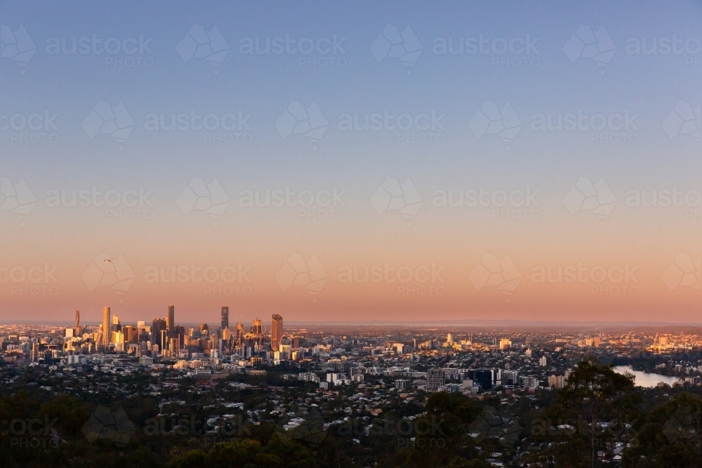 Brisbane City and Brisbane River last light - Australian Stock Image