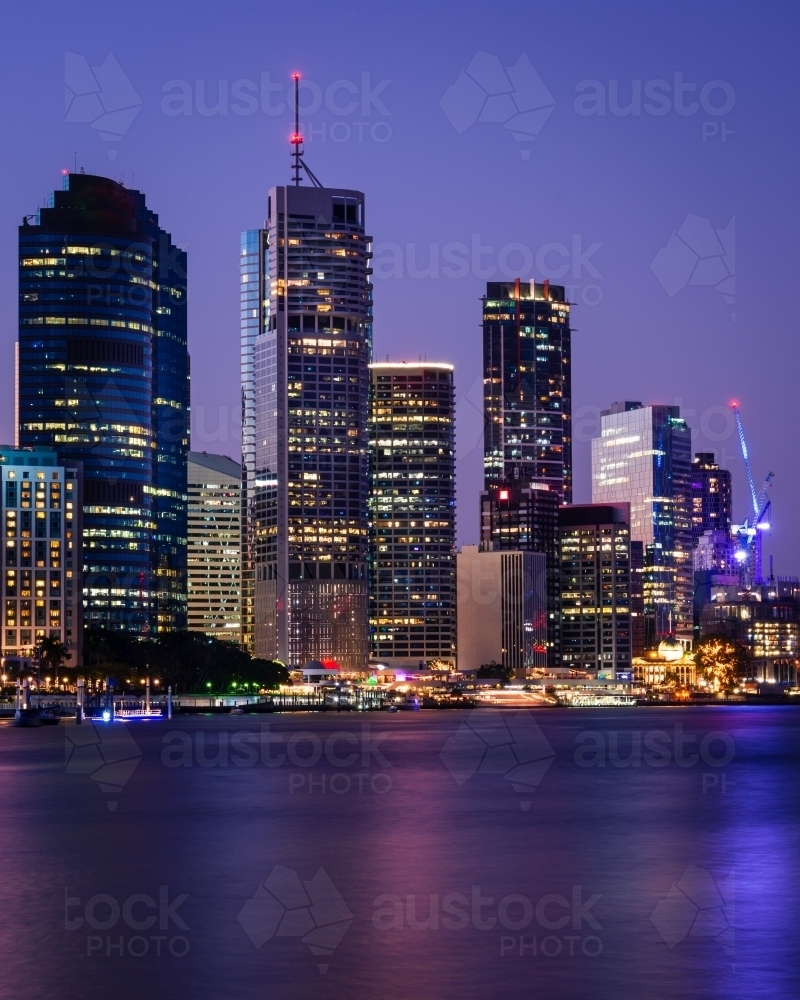 Brisbane City during blue hour - Australian Stock Image