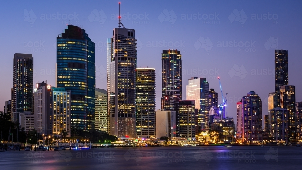 Brisbane City during blue hour - Australian Stock Image