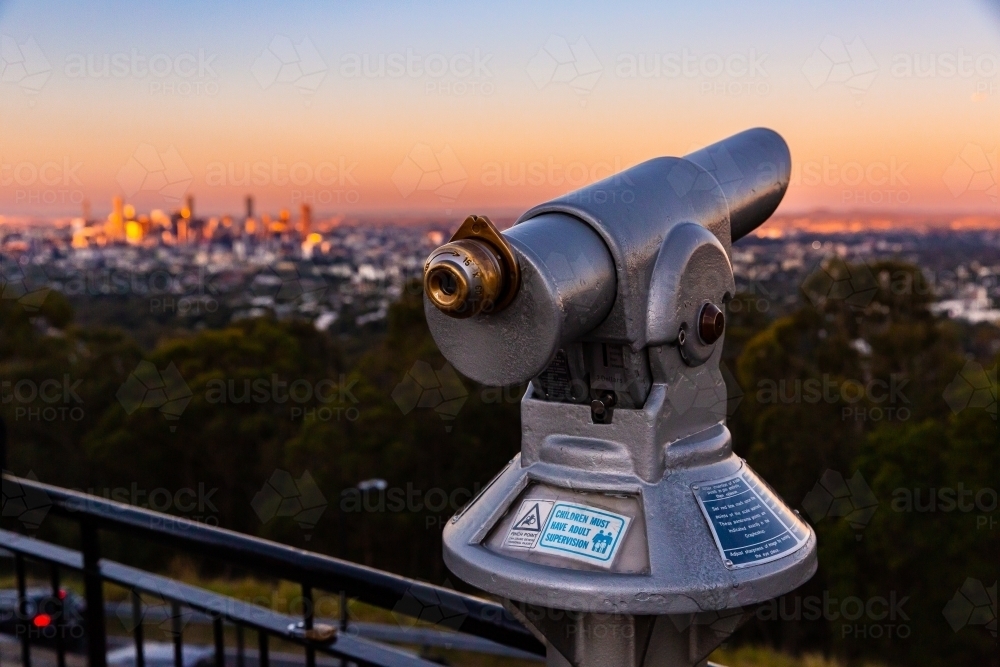Image of Brisbane City lookout telescope Austockphoto
