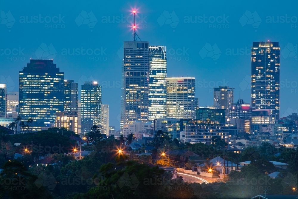 Brisbane City Skyline at Dusk - Australian Stock Image