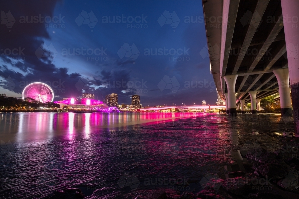 Brisbane River, Southbank and the Riverside Expressway - Australian Stock Image
