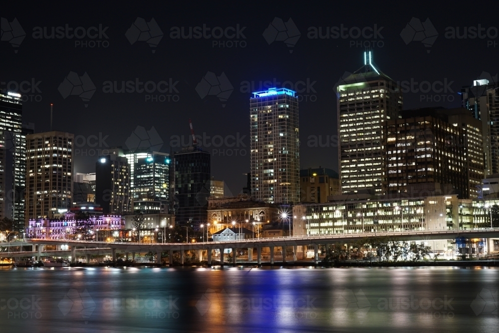 Brisbane skyline at night - Australian Stock Image