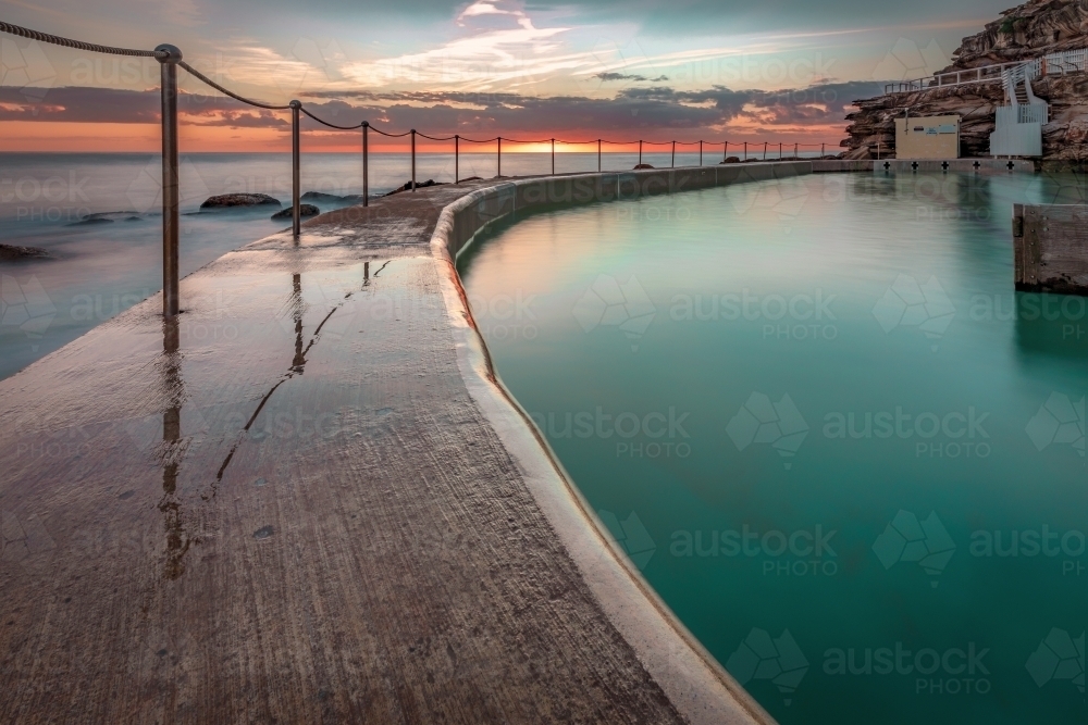 Bronte Ocean Baths at Sunrise - Australian Stock Image