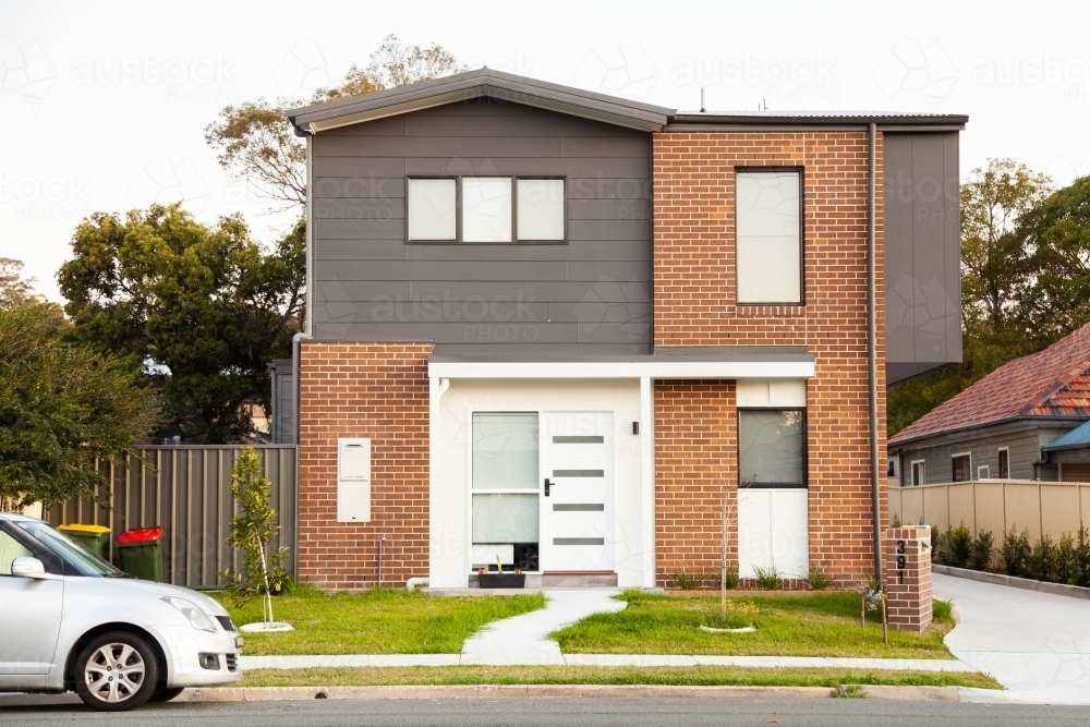 Building - house with unique architecture on street - Australian Stock Image