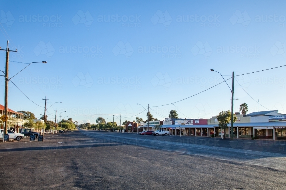 Buildings along empty main street of Trundle - Australian Stock Image