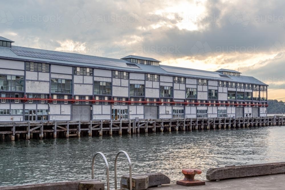 Buildings along the wharf, walsh bay, Sydney Harbour - Australian Stock Image