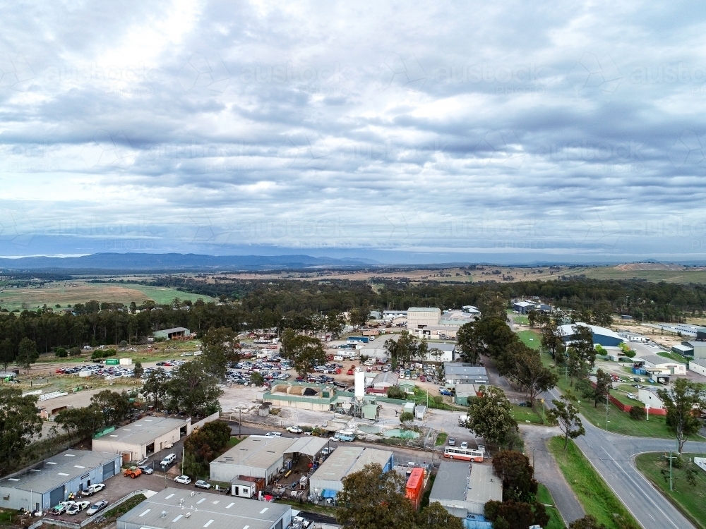 Buildings and streets of industrial area in Singleton, hunter valley - Australian Stock Image