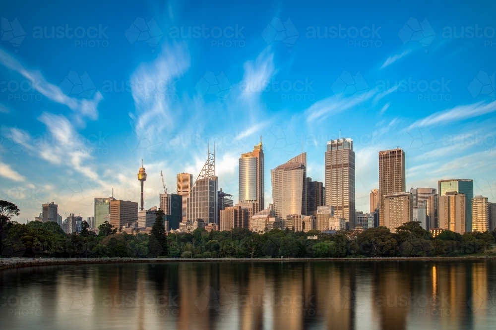 Buildings on Sydney skyline over water - Australian Stock Image