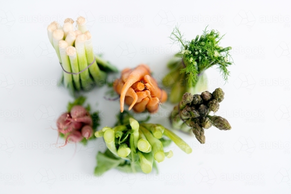 Bunches of Fresh Produce from above - Australian Stock Image