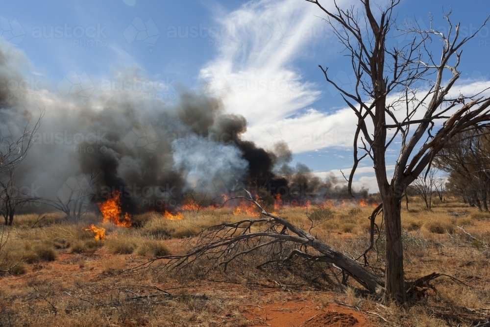 Bushfire in outback Australia - Australian Stock Image
