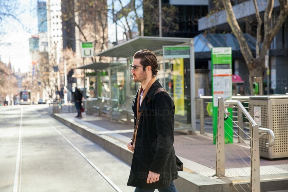 Business Man Walking to the Office - Australian Stock Image